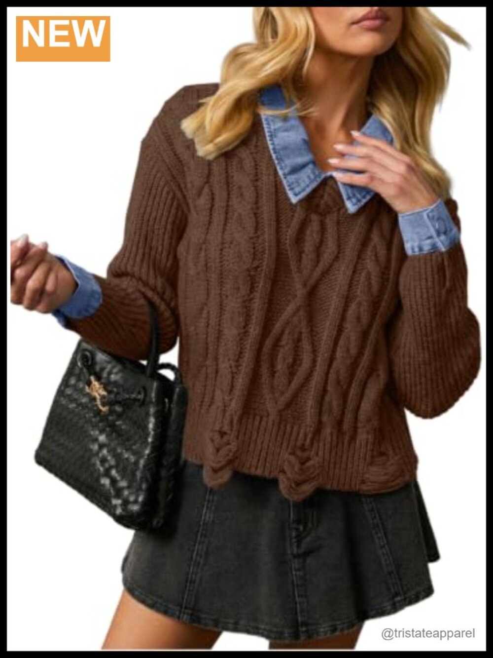 Chunky Knit Long Sleeve Collared Jumper Sweater